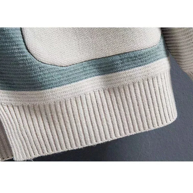 Autumn Winter Male Korean Fashion Patchwork Pocket Cardigan Sweater Homme Simple All-match Knitted Coat Men's Outwear Top Hombre