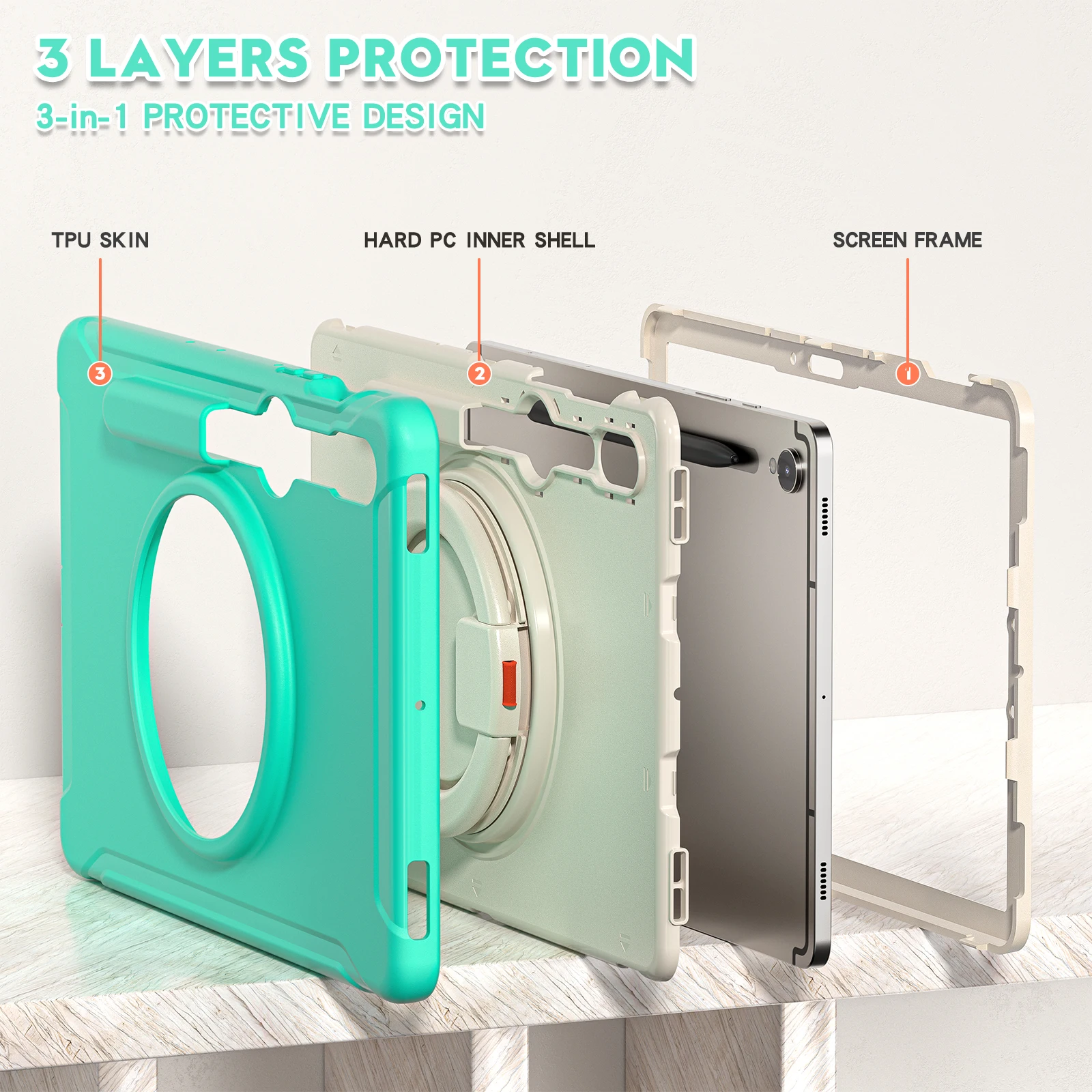 Universal Stand Case for Tablets - Protective Cover with Adjustable Viewing Angles