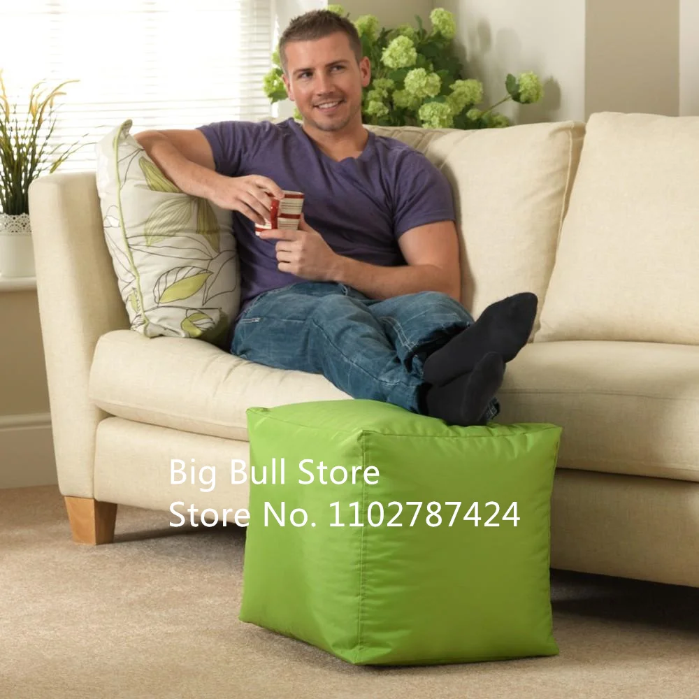 Waterproof and Dustproof Foot Stool Rest Pouffe Cube Box Seat Bean Bag COVER ONLY square footrest stool bean bag chair
