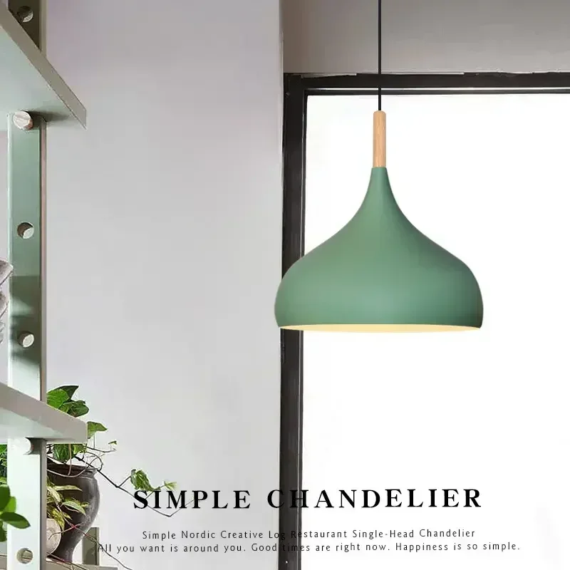 Modern Simple Macaroon Color Pendant Lights LED Hanging Lamp Lamparas Colgantes Cocina Kitchen Cafe Single Head Chandelier