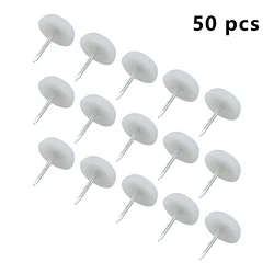 50pcs Durable White Plastic Furniture Leg Protectors - Nail-On Round Glide Pads (14mm)