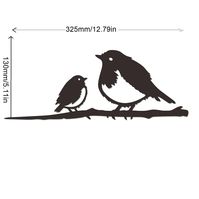 Fém Madarak Művészet Sziluett Fali Art Dekoráció Kreatív Kovácsoltvas Szobor Tét Aranyos Állat Díszfák Dekorációja - Image 6