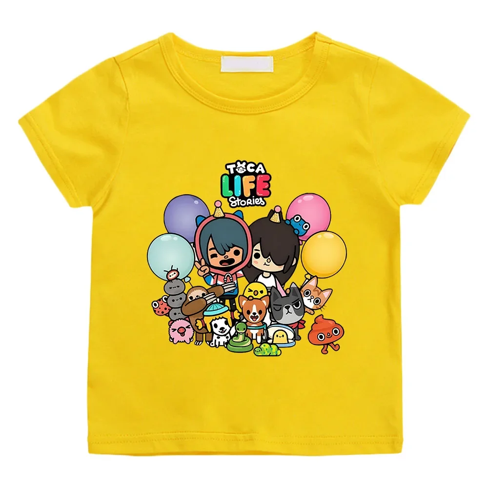 Girls/Boys Clothes Game Toca Boca and Gacha Life World Cartoon Graphic Printed T-shirt Kids Comfy Versatile Summer Short Sleeve 4