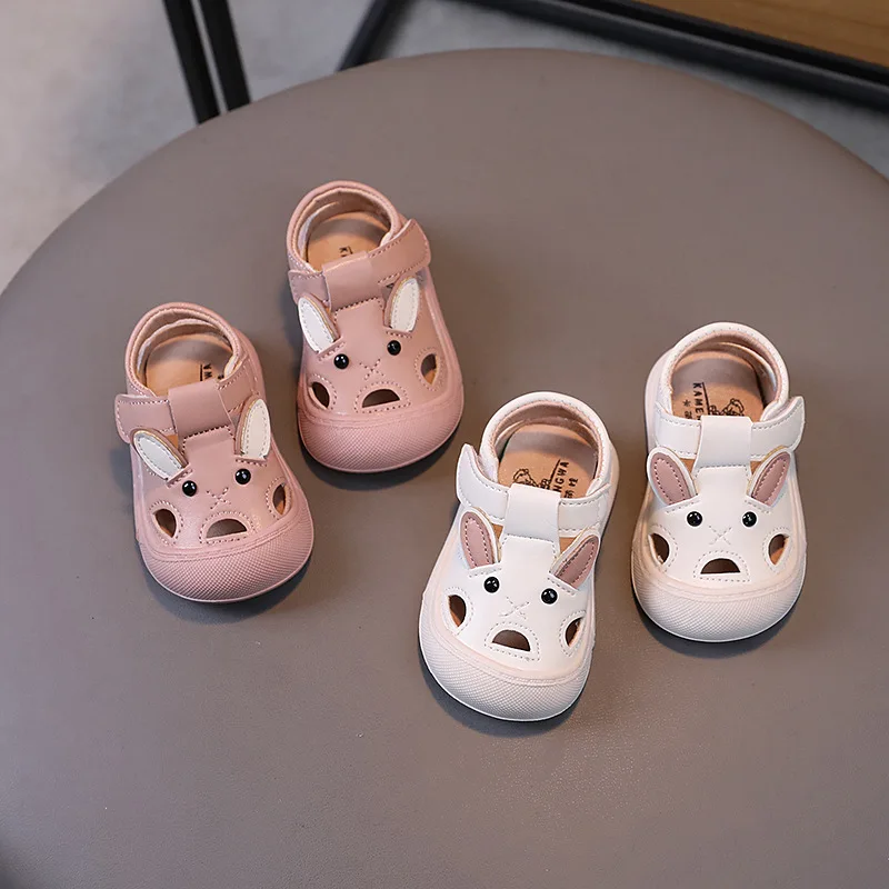 Baby Sandals Summer Infant Shoes Soft PU Leather First Walkers Baby Toddler Boy Girl Close-toed Sandals Beige, Pink