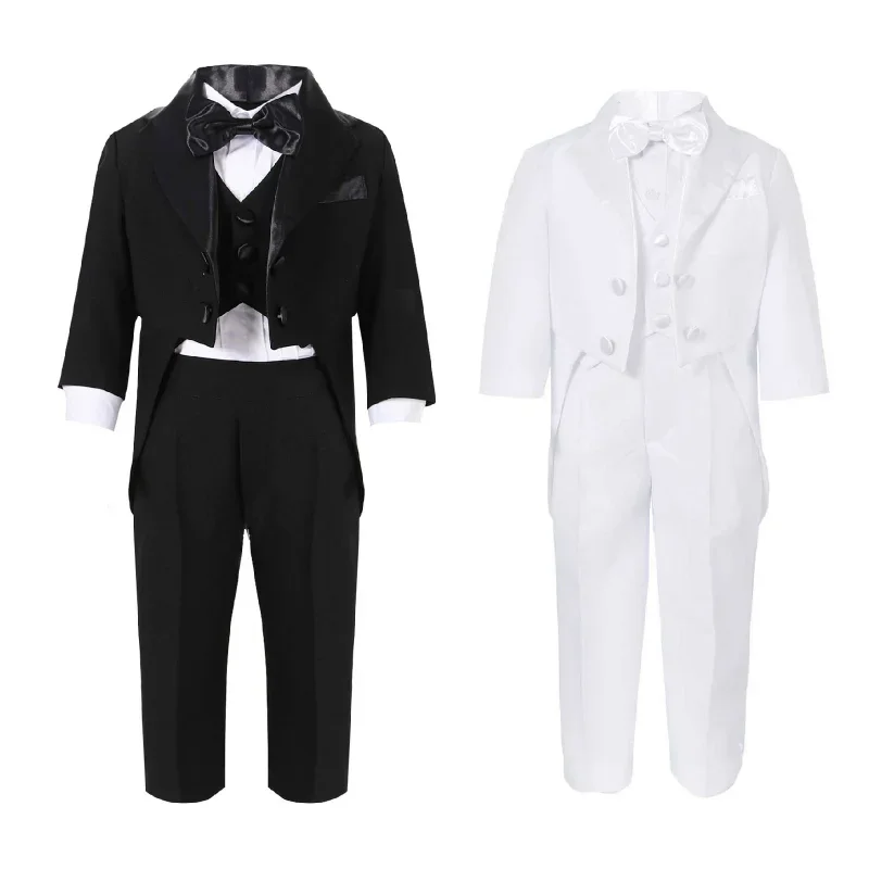 Boys Wedding Birthday Party Blazer Tuxedo Baby Boy Christening Outfit Coat Shirt Pant Vest BowTie Gentleman Suit Baptism Clothes