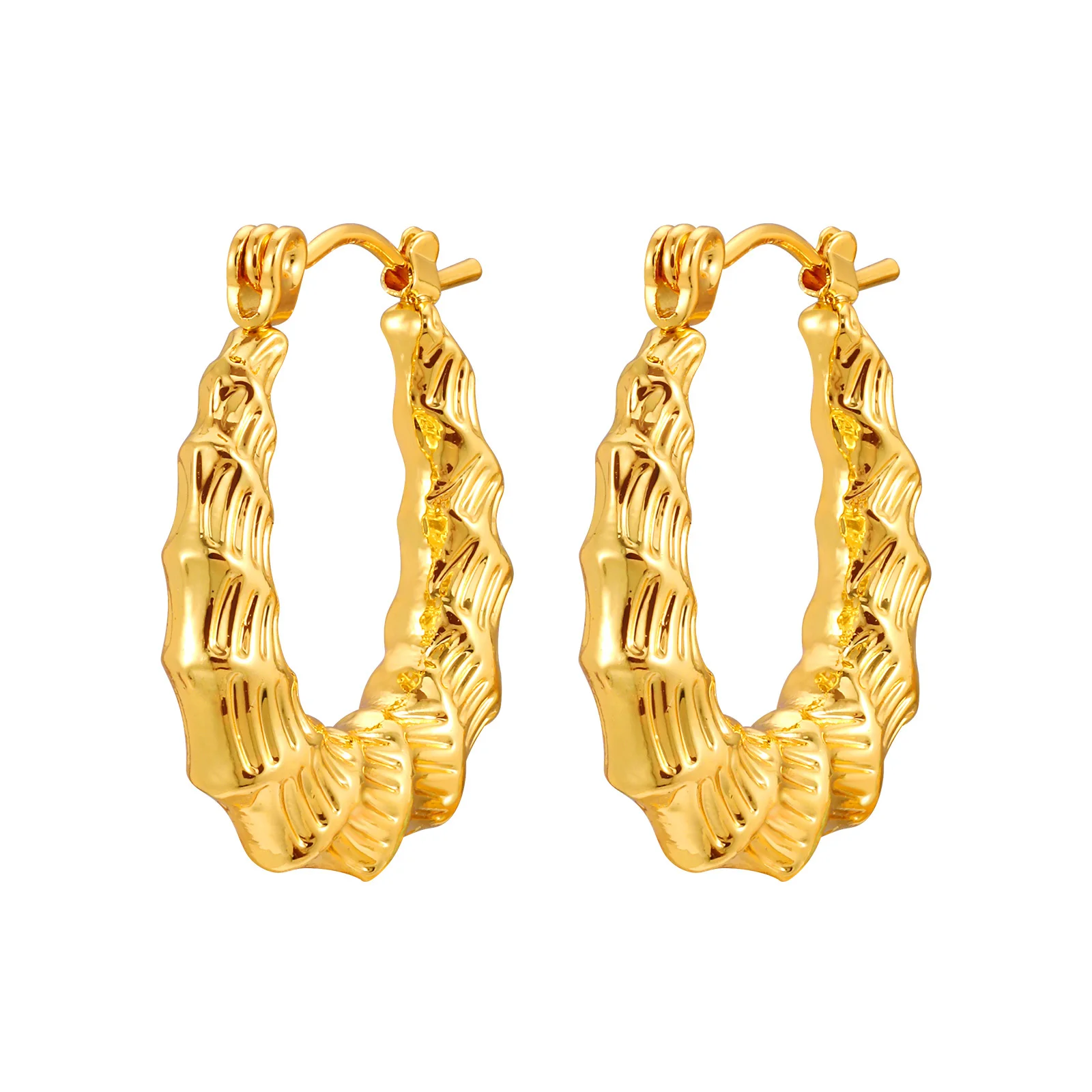 Bamboo Hoop 80mm Gold Hoop Earrings Statement Bamboo Hoop Huggies