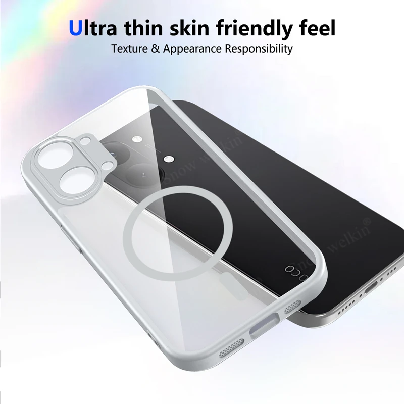 Magnetic Transparent Silicone Shockproof Phone Case with TPU Bumper and PC Back