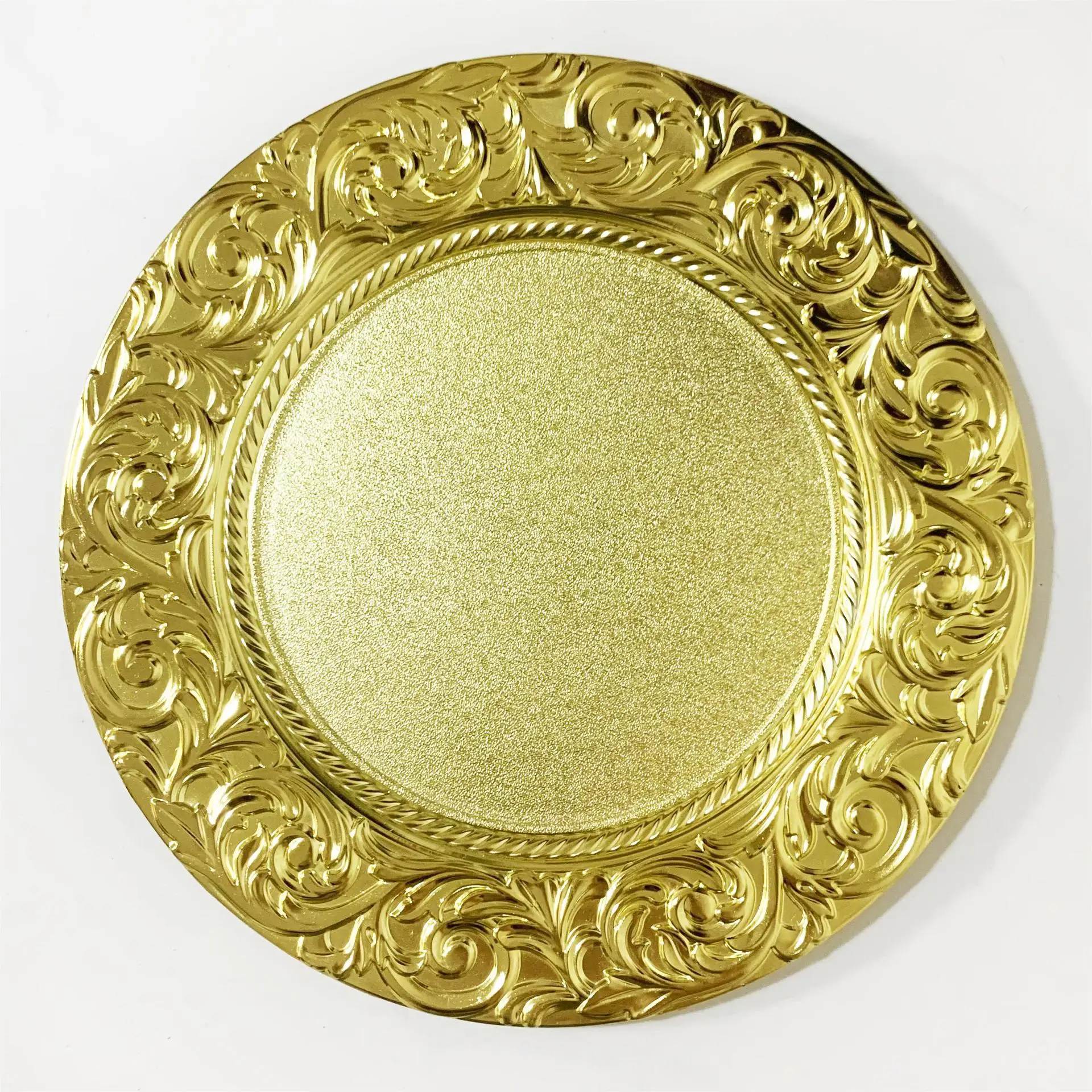 

100PCS Gold Charger Plate Plastic Decorative Service Plate Party Dinner Serving Tray Wedding Christmas Banquet Table Organizer