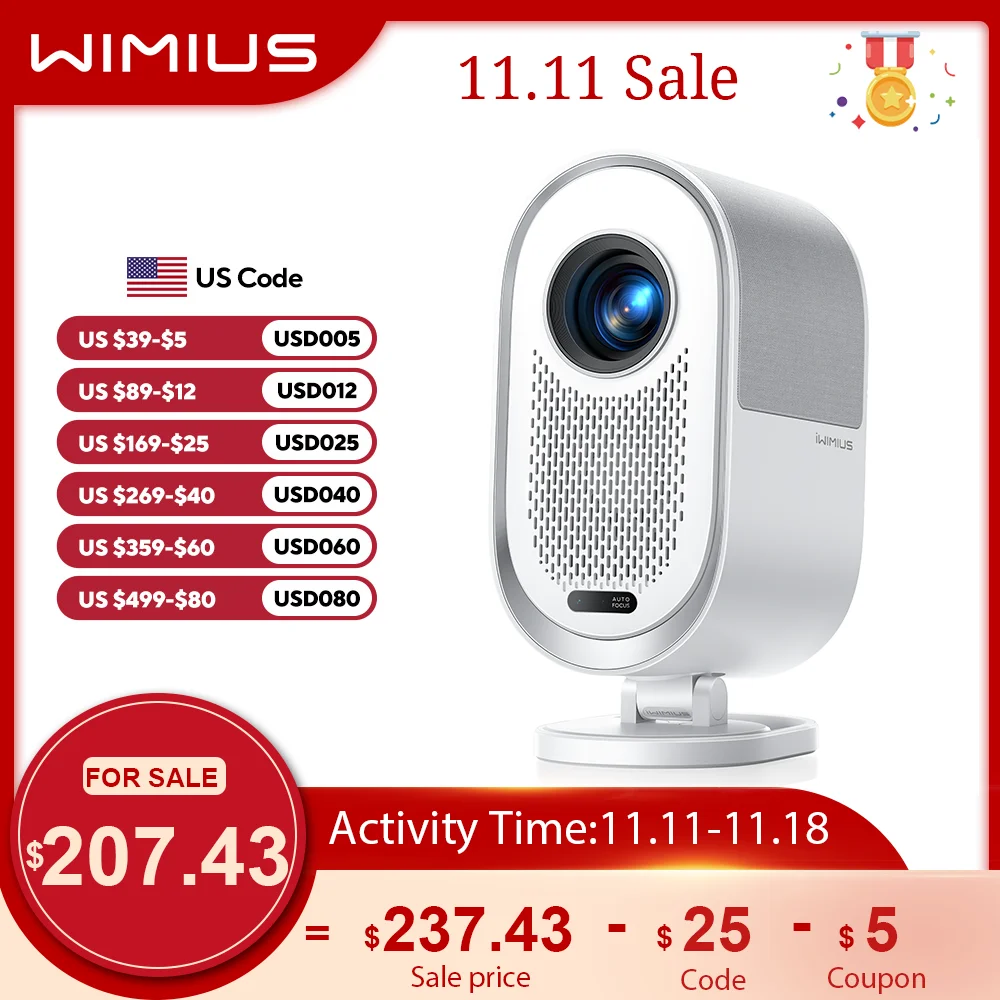 IWIMIUS 4K Projector 1080P Full HD Auto Focus/Keystone 30000 Lumens WIFI 6 Support Dolby Portable Home Theater Projectors