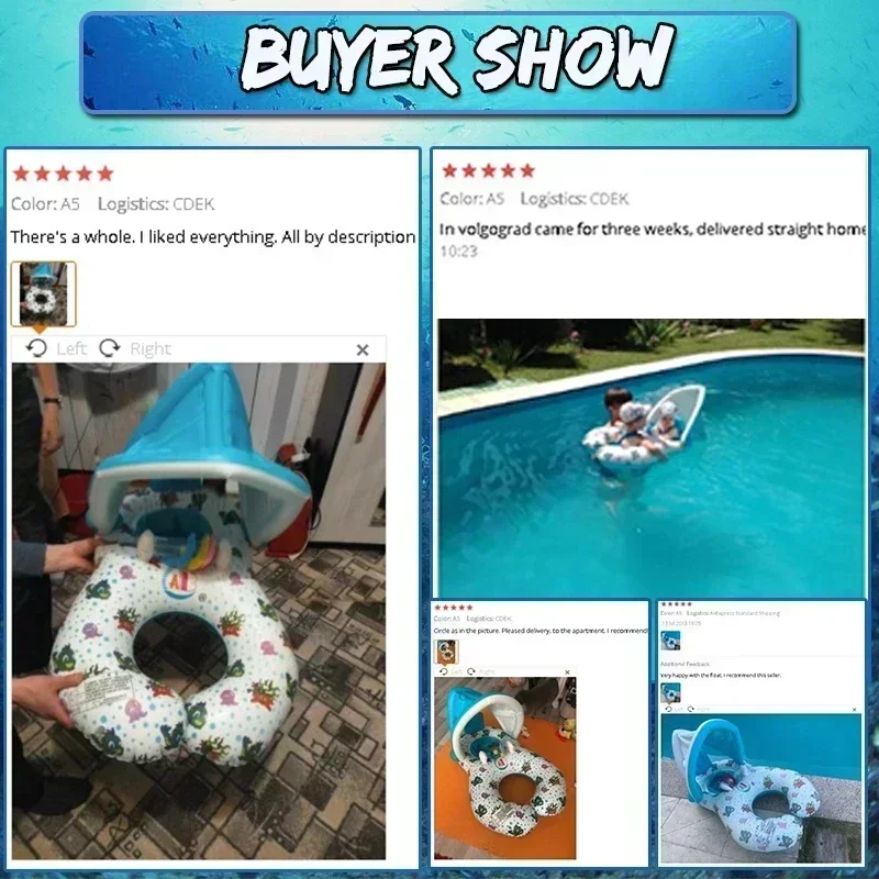 Portable Mother Children Swim Circle Inflatable Safety Swimming Ring Children Water Play Games Seat Float Kids Swim Trainer Toy - Image 5