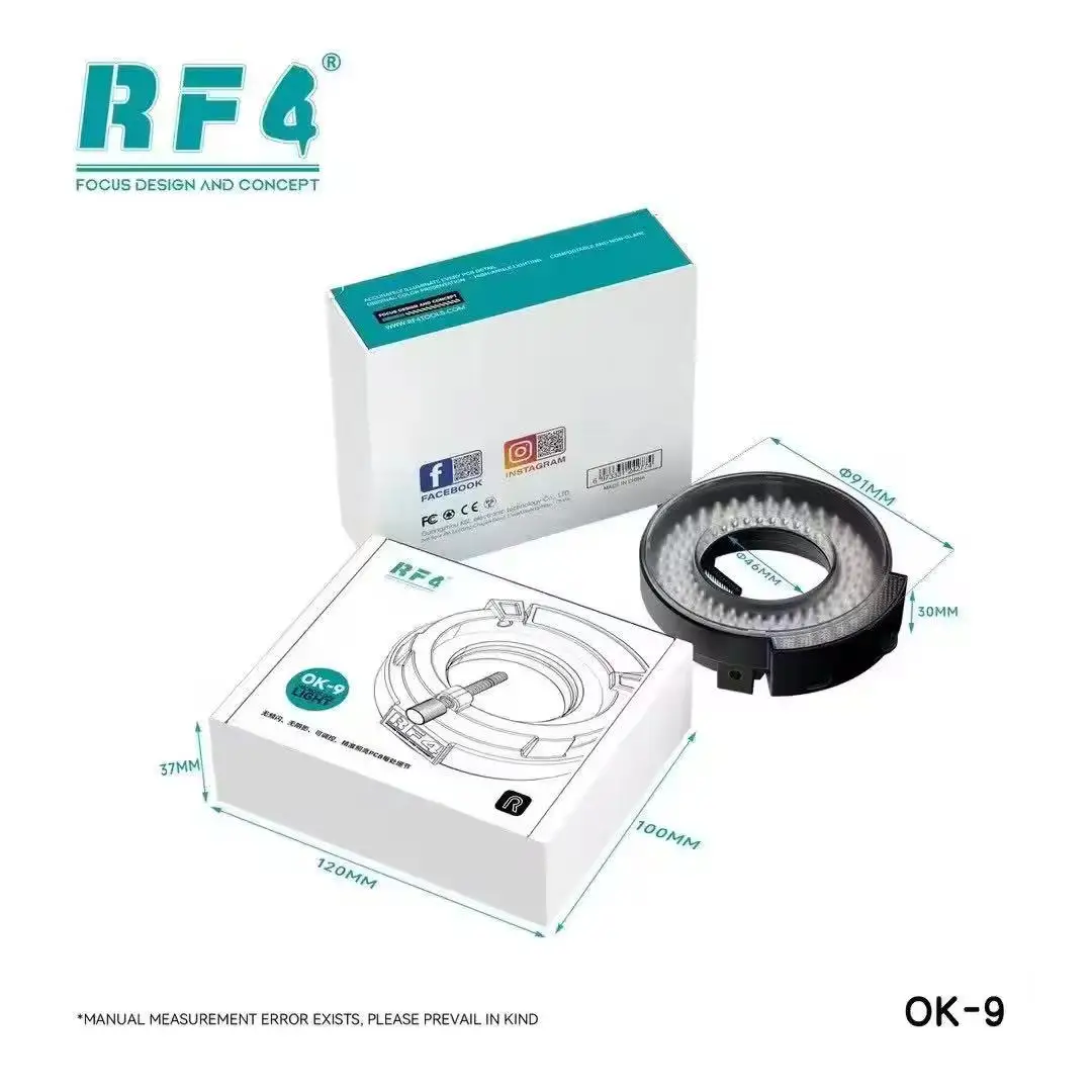 RF4 OK-9 눈부심 방지 현미경 램프 조명기 납땜 수리용 144 LED 현미경 링 라이트