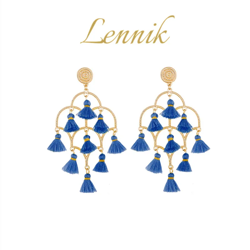 

New Women's Blue Earrings Long Tassel Jewelry Birthday Gift For Girlfriend