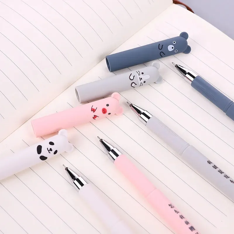 4Pcs Animal Cat Bear Panda Erasable Pen Rollerball School Office Student 0.38 Mm Writing Supplies Japanese Stationery