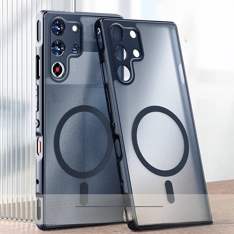 Luxury Armor Matte Magnetic Back Cover with Wireless Charging Compatibility