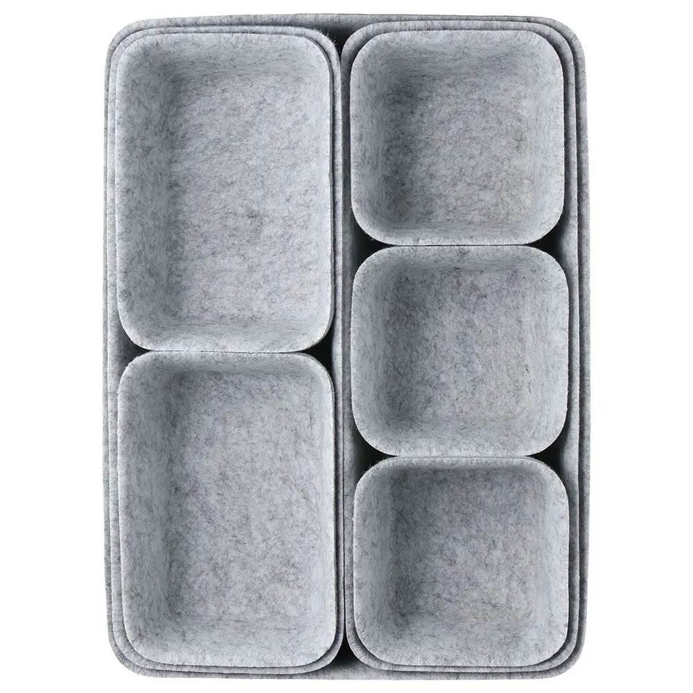 Light Gray Felt 8-piece Set of Office Makeup Table Forming Storage Box Organizing Storage Box