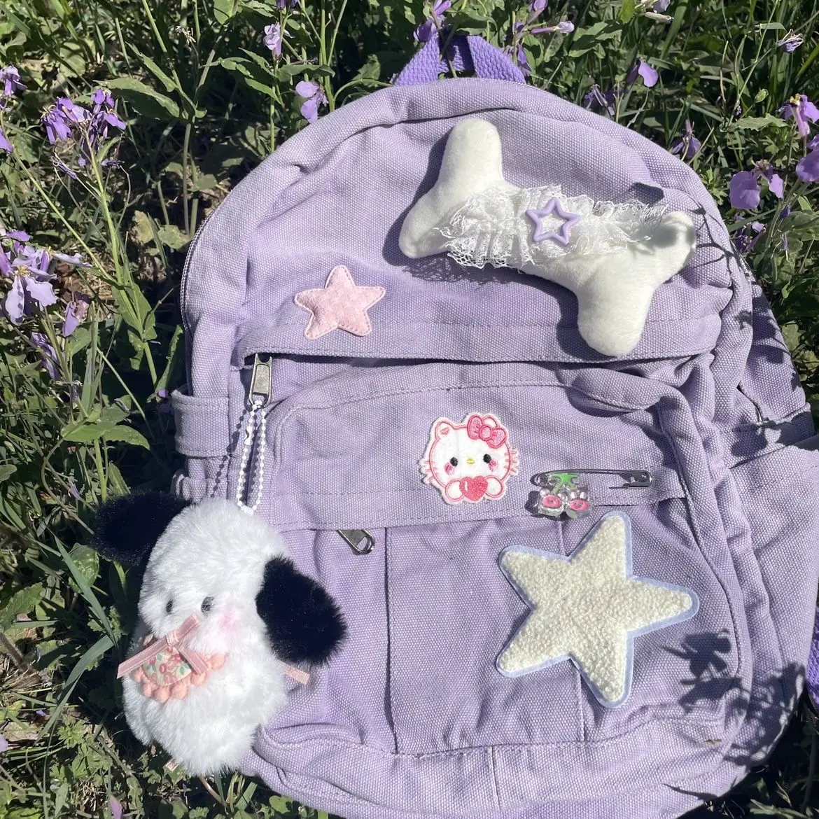 

Новинка 2023, японский рюкзак с фиолетовой звездой для девушек, Холщовый Универсальный школьный рюкзак для колледжа в Корейском стиле, фотография, цвет фиолетовый, школьный рюкзак для студентов