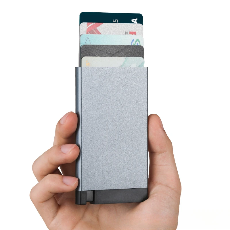 2025 Neuer Pop-Up-Anti-Diebstahl-ID-Kreditkartenhalter, dünnes Aluminium-Metall-Geldbörse, Taschenetui, Bank, Damen, Herren, Kreditkarten-Box, Geldbörse – Detail 3