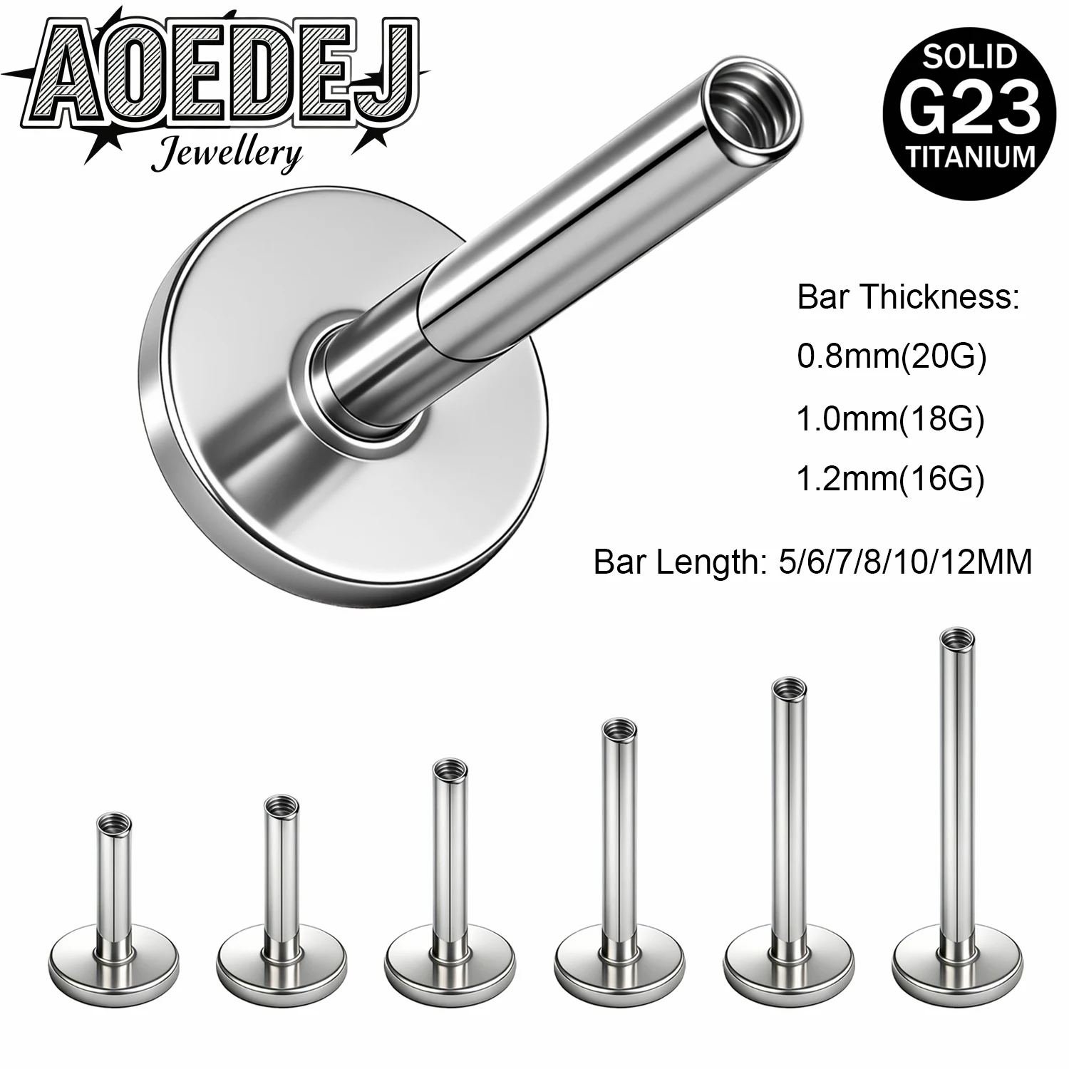 AOEDEJ 1-10개/세트 ASTM F136 티타늄 립 스터드 바 5-12MM 스터..
