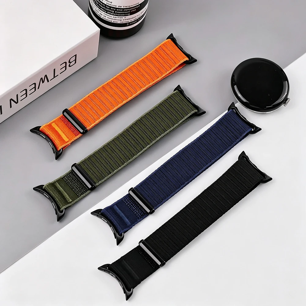 Nylon Loop Strap with Metal Links - Premium Replacement Smartwatch Bracelet