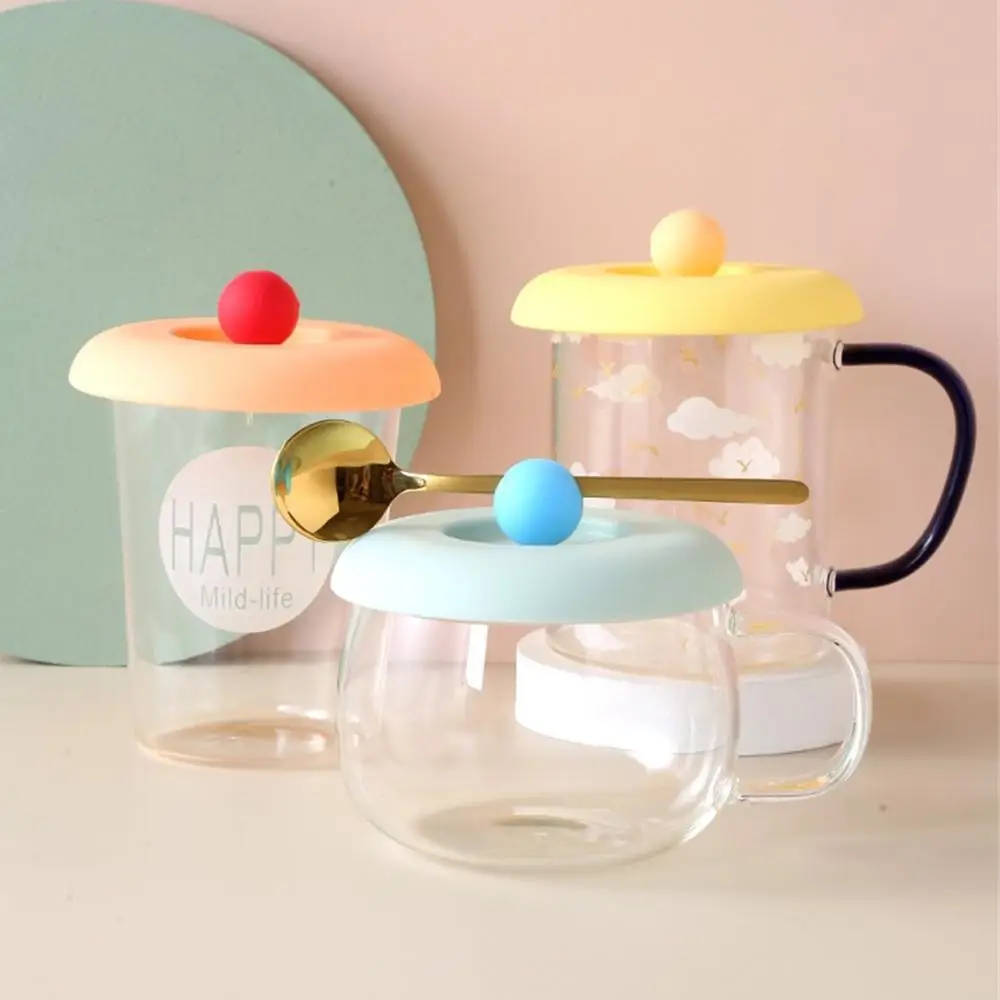 Food Grade Silicone Cup Lid Spoon Rest Household Sealed Leak-Proof Tea Coffee Mug Cups Cover Cute Drinking Accessories 텀블러 뚜껑