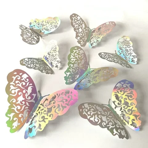 

12PCs/Set 3D Hollow Decorative Butterfly Wall Stickers For Kids Rooms Home Decor Fridge Stickers DIY Party Wedding Butterflies