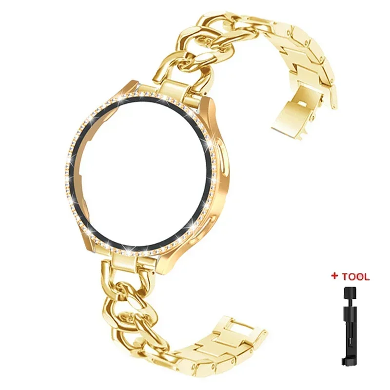 Elegant Bling Case with Metal Chain Strap & Screen Protector