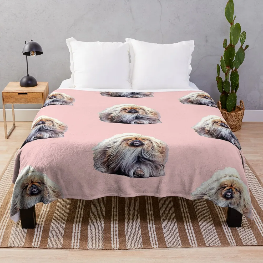 Pekingese Running In Style! Throw Blanket Thin Blankets - AliExpress