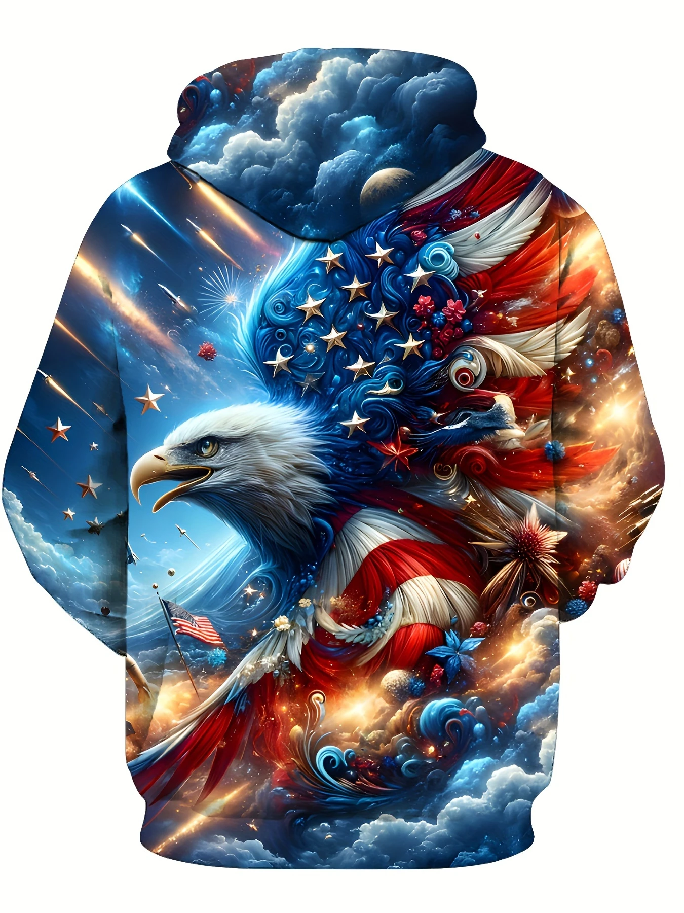 2025 موضة كول النسر الرجال هوديي ثلاثية الأبعاد أغطية رأس مطبوعة طبعة الاتجاه النسر الأمريكي الرجال ملابس رياضية الاطفال عادية للجنسين البلوز