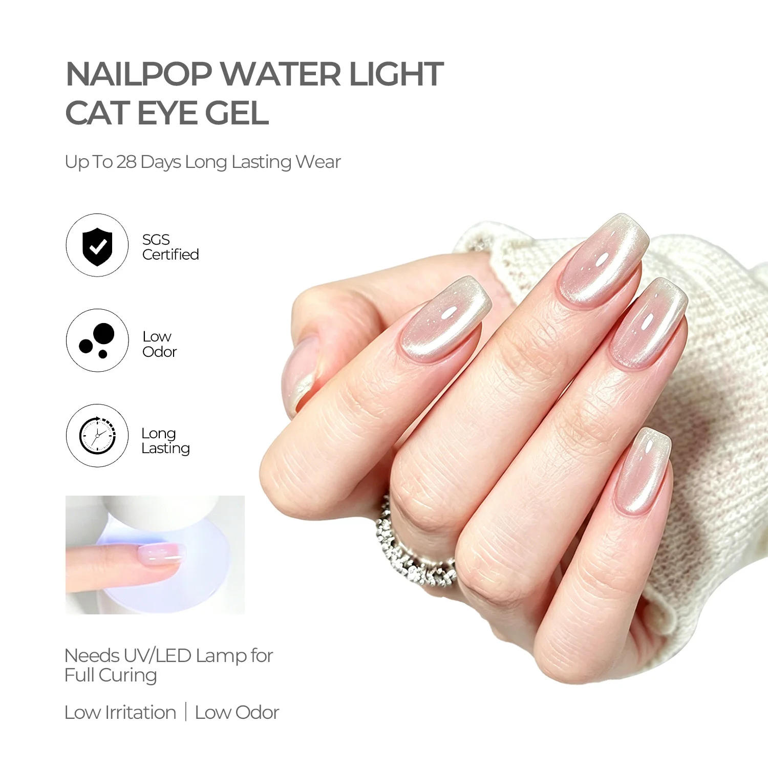 Nailpop 15ml Smalto Gel Effetto Occhio di Gatto, Base Trasparente per Nail Art Magnetica Fai-da-Te, Finitura UV/LED, 1/2 Pezzi - immagine 3