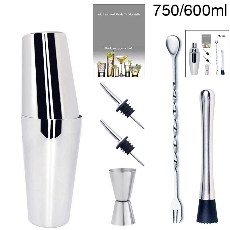 Cocktail Bar Tools Cocktail Shaker 1-6Pcs 750ml/600ml Cocktail Shaker Set