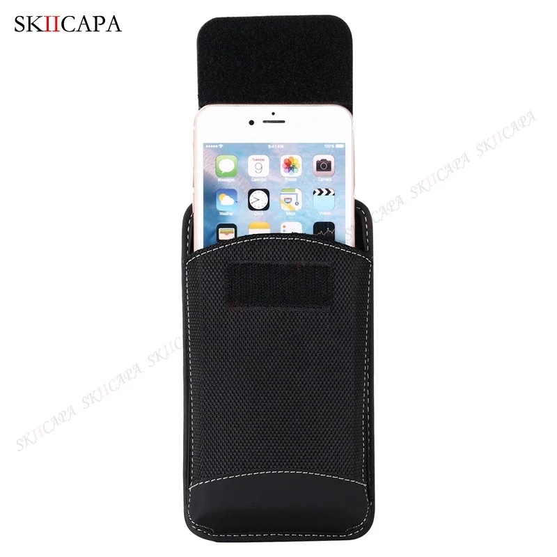 Oxford Cloth Phone Holster with Belt Clip and Leather Accents - Enhanced Waist Bag and Wallet Case