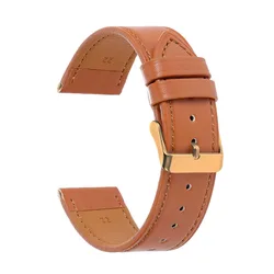 Elegant Leather Watch Strap - Soft, Universal, Fashionable Watchband for Men and Women in Black, Blue, or Brown (LightBrown - RoseGold)