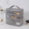 Fashion Transparent Mesh Travel Cosmetic Bag Storage 1/2/3 layer Toiletry Bag Large Capacity Make Up Organizer Bag Women's 1
