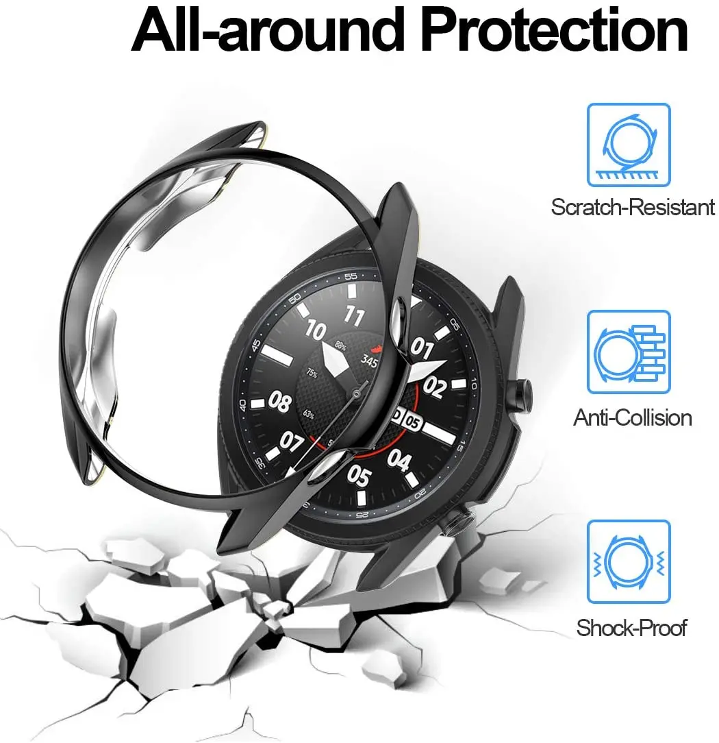 Watch Screen Protector Case For Samsung Galaxy Watch 3 45mm 41mm Soft TPU Protective Cover Bumper