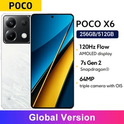 Global Version POCO X6 5G 64MP Camera with OIS 67W Charging NFC Snapdragon 7s Gen 2 Smartphone 120Hz Flow AMOLED Display