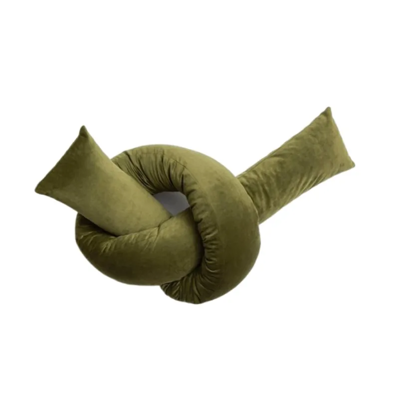 

Inyahome Velvet Shaped Lambswool Knotted U-shaped Pillows Soft Home Decorative Throw Handmade Knotted Twist Plush Waist Cushion