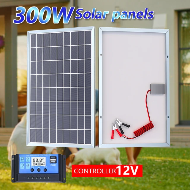 Kits de panneaux solaires 300W, alimentation USB polycristallin complète 12V, générateur solaire Portable pour l'extérieur, Rechargeable, pour la maison 1