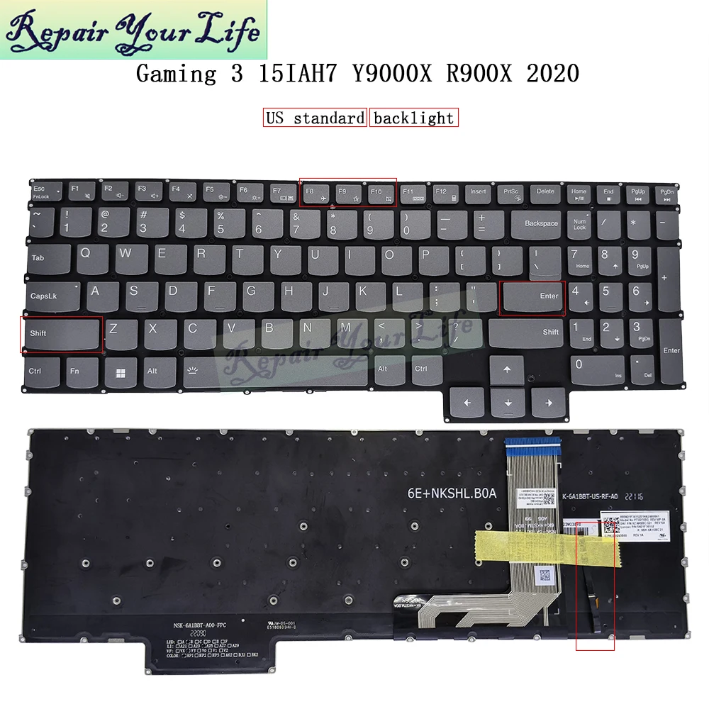 Teclado Retroiluminado para Lenovo Ideapad Gaming 15iah7 82s9 82uj 315arh7 82sb 82uk Pt5syxbg Pt5syxrgbg Sn20h39024 Retroiluminação Rgb - Imagem 2