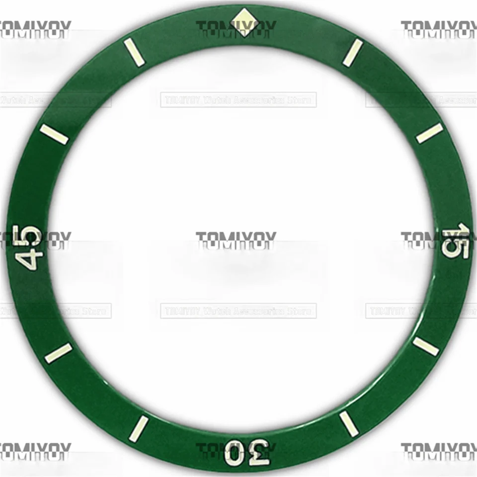 38MM×31.7MM Black Blue Gray Green Ceramic Green Luminous flat Bezel Insert Fit for SEIKO Men's Mechanical Watch