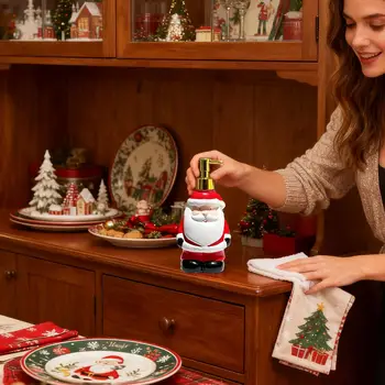 ขวดสบู่คริสต์มาส 250 มล. ลายการ์ตูนซานตาคลอสสุดน่ารัก ขวดเปล่าสำหรับใส่สบู่ อุปกรณ์ตกแต่งห้องน้ำสำหรับคริสต์มาสที่บ้าน 1