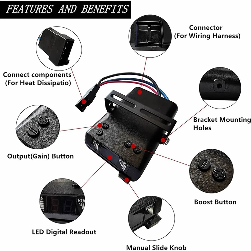 Digital Trailer Brake Controller Time-Delay Brake Controller For 1-4 Axles Electronic Trailer