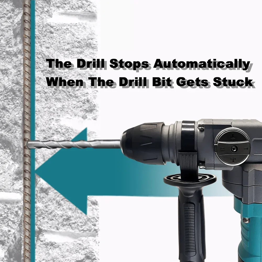 36mm Brushless Rotary Hammer Drill 2-Mode Cordless Electric Hammer Drill Handheld Power Tool For Makita 18V Battery(No Battery) 6