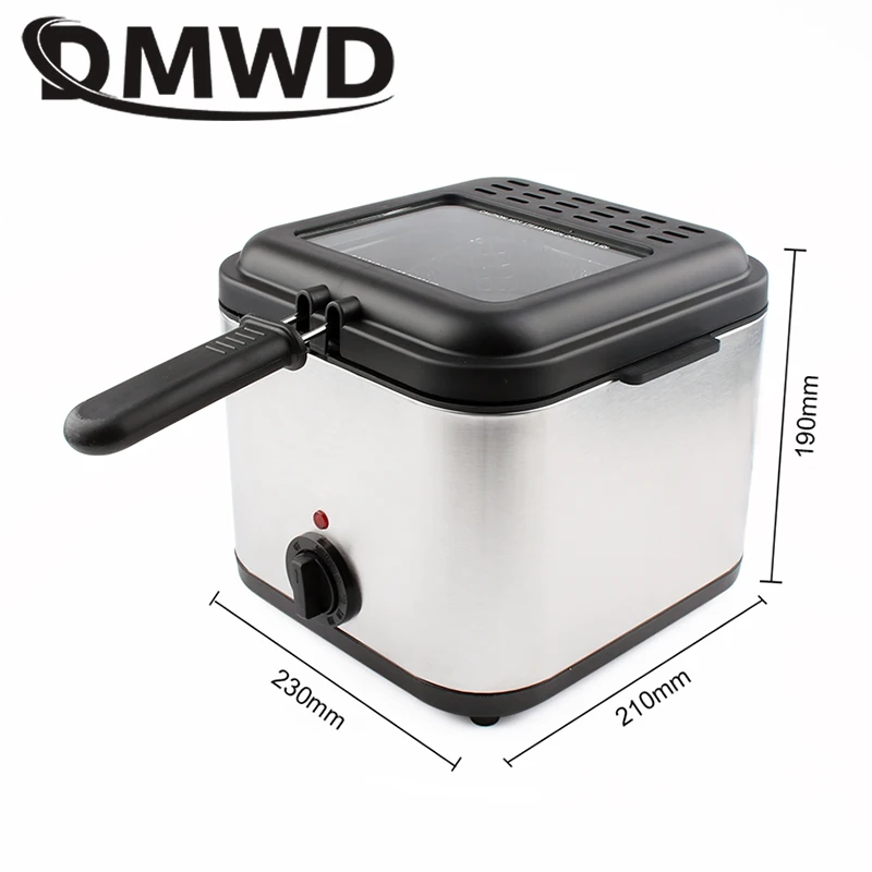 2.5L Stainless Steel Single Tank Electric Deep Fryer Smokeless French Fries Chicken Frying Hot Pot Grill Mini Hotpot Oven EU US