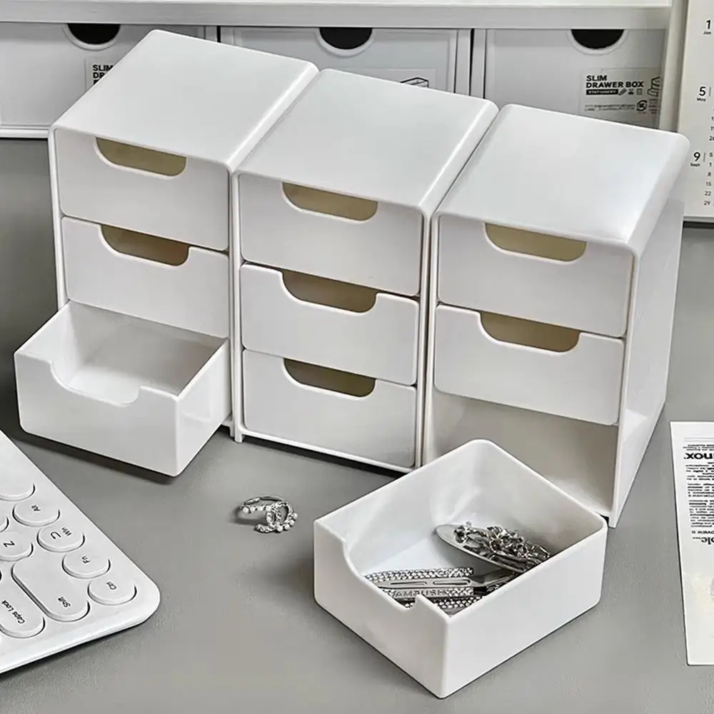 Chic 3-Tier Desk Organizer with Drawers - Ideal for Office Supplies, Jewelry & Cosmetics Storage - Portable Divider Box - 4