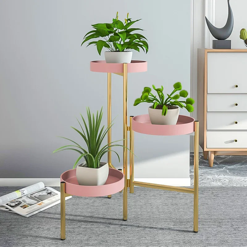 Nordic light luxury metal indoor plant stand multi-layer floor type Eco-friendly flower rack fashion simplicity balcony shelf