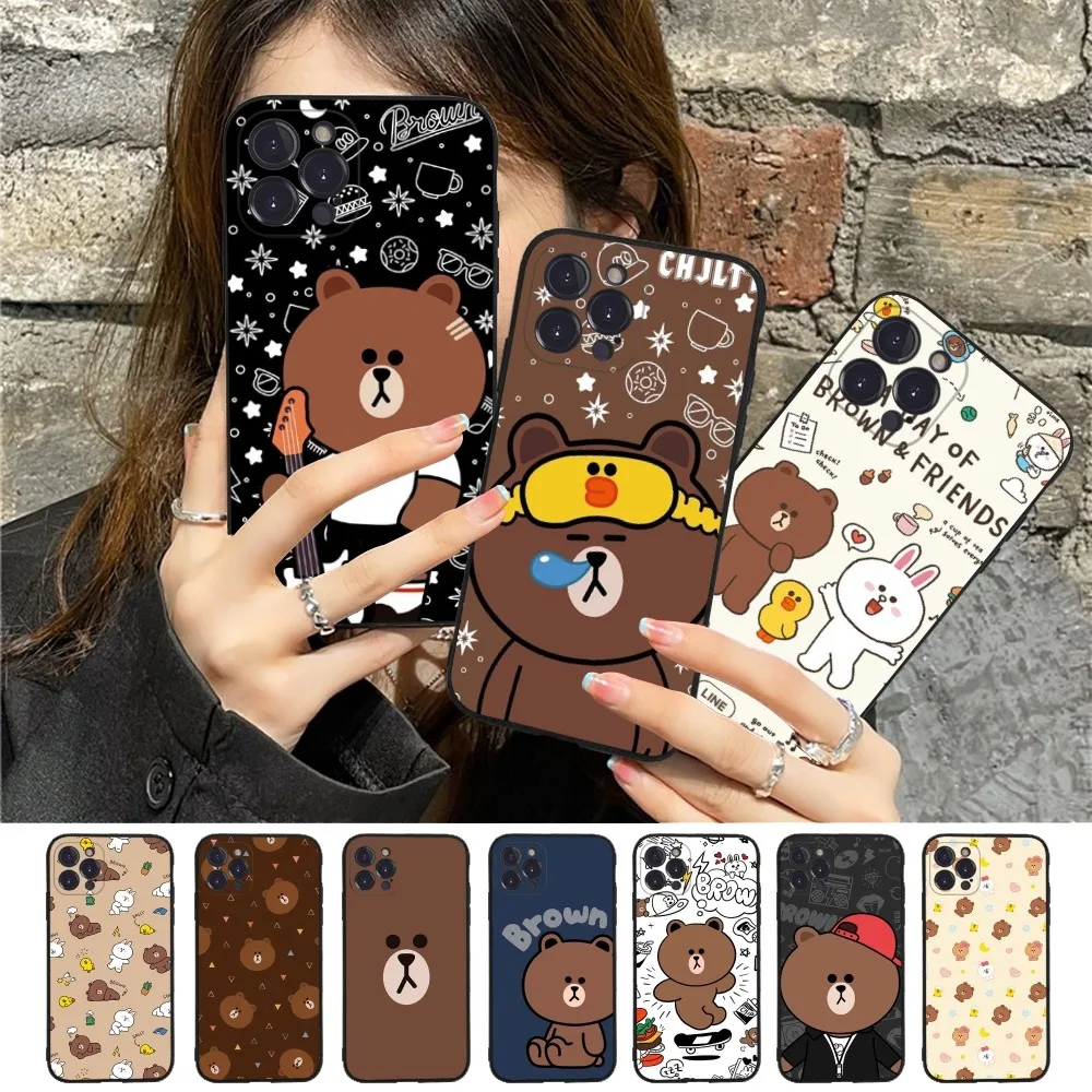 Corea Cute L-Line F-Friends B-Brown Custodia In Silicone Morbida Per Iphone 15 14 13 12 11 Pro Mini Xs Max 8 7 6 Plus X Xs Xr Cover