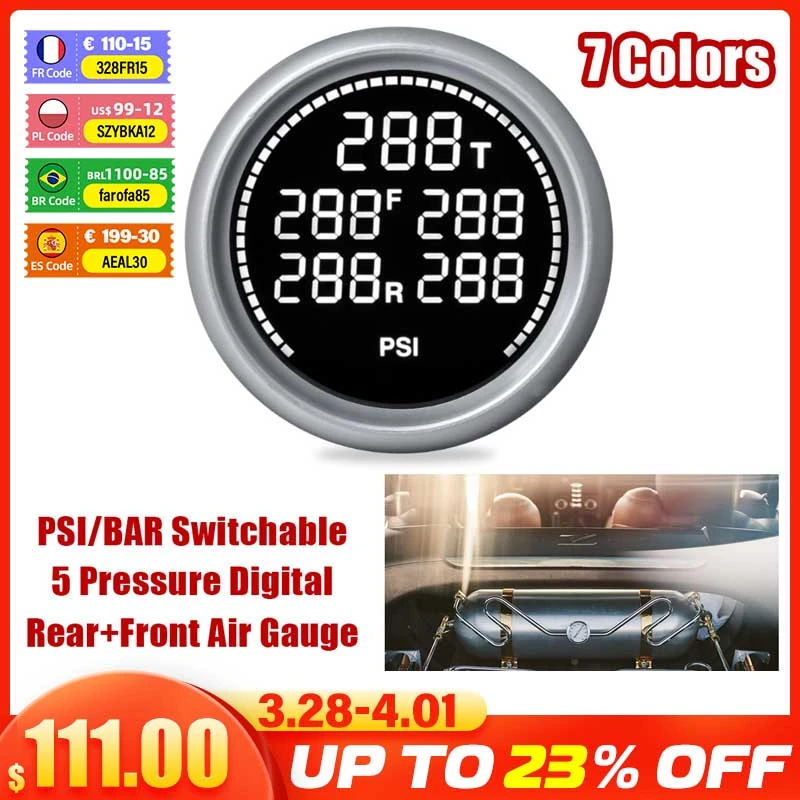Car Air Suspension Pressure Gauge Bar & Psi 2'' 52mm Air ...