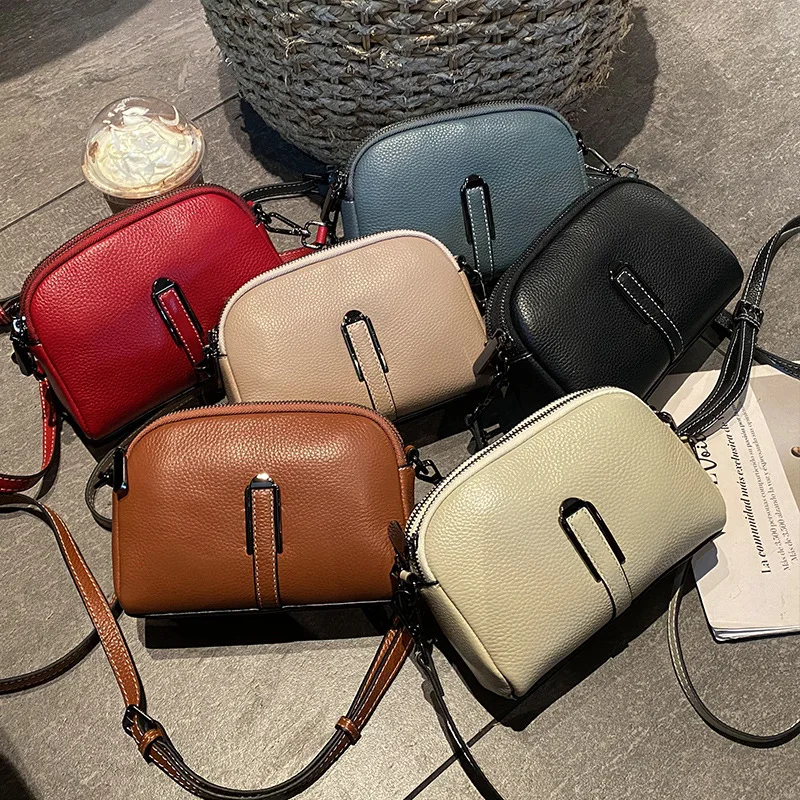 Top Layer Cow Leather Small Bag Women 2024 New Fashionable and Versatile Trend Crossbody Bag Ladies' Casual Shoulder Phone Bag
