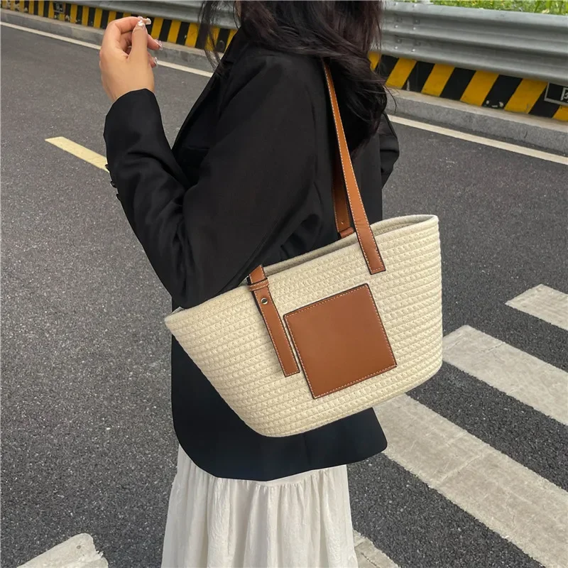 【THE MOZZ】Rue Strap Rattan Large Tote & Shoulder Bag Amazon.com: Women's Straw Shoulder Bag Large Rattan Woven