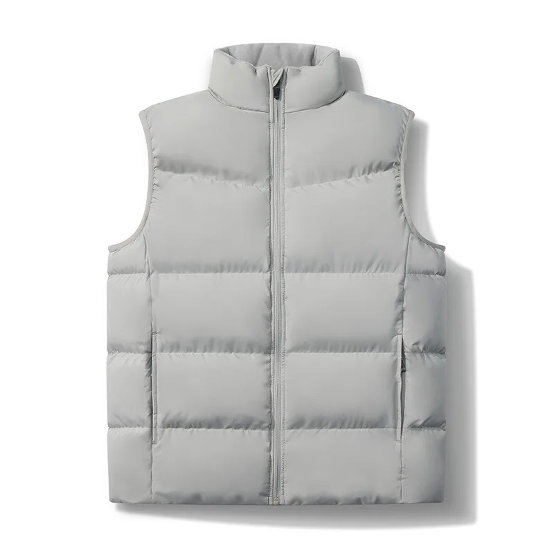 2023 Autumn Winter Men's Down Cotton Coat Vest Thickened Warm New Casual Versatile Fashion Black Dark Blue Light Grey Dark Green